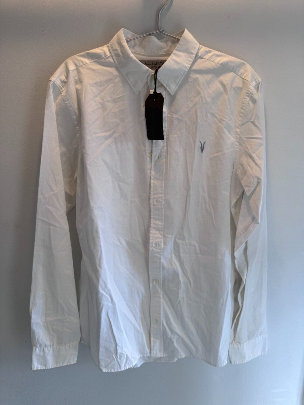 Allsaints Riviera Long Sleeve Shirt White NEW